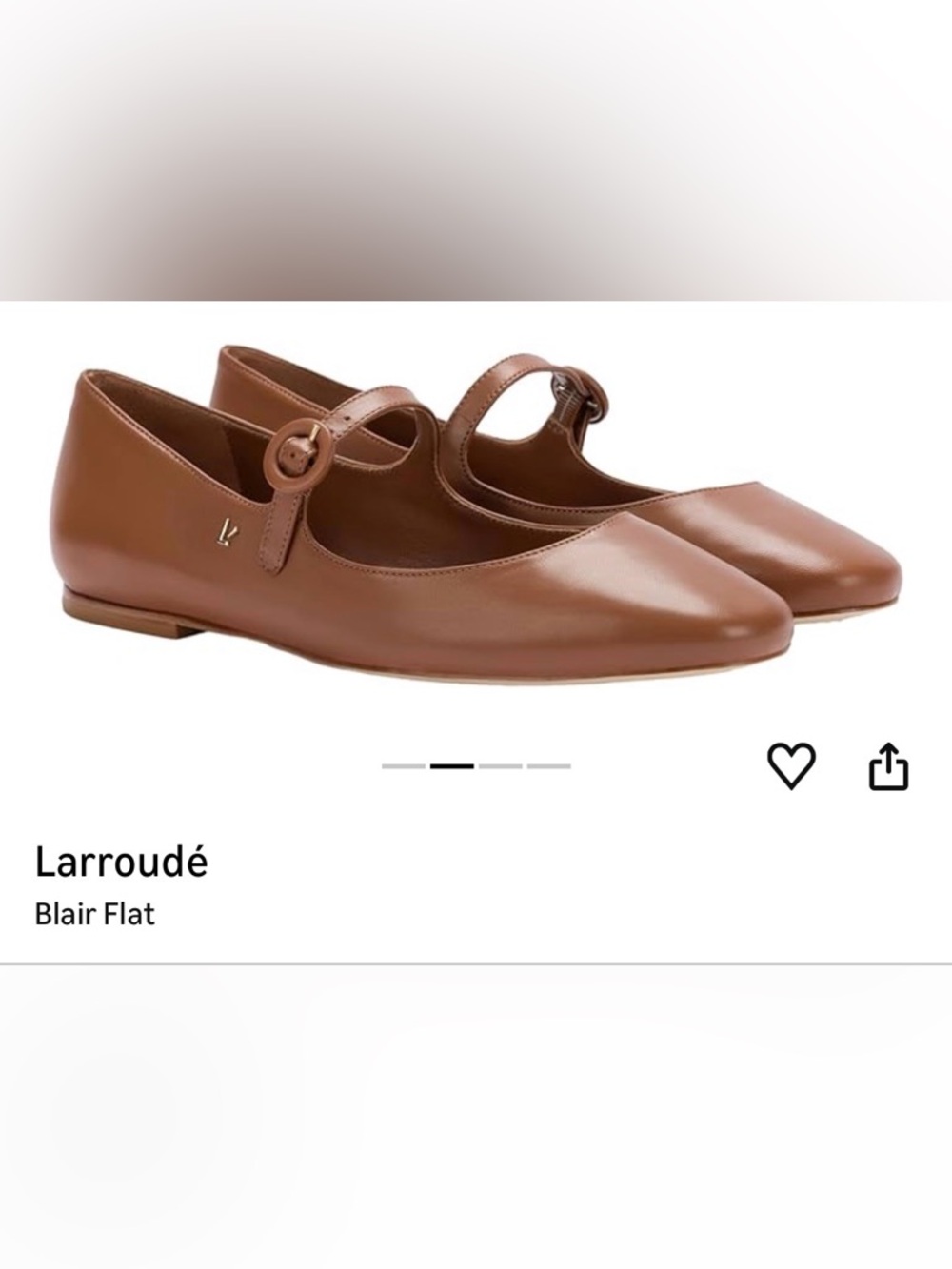 Larroudé Blair Flat Mary Jane Leather Ballet Flats in Brown